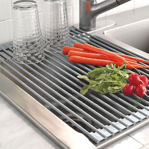 Escurridor de Fregadero Enrollable y Multiusos – Acero Inoxidable
